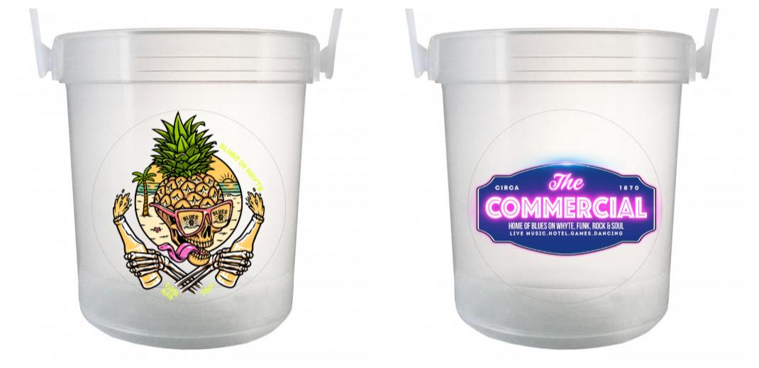 32 oz Plastic Rum Buckets with Custom Sticker - Perfect for Beach Parties, Tailgating & Tropical Cocktails | Durable & Reusable Drink Containers for Summer Events