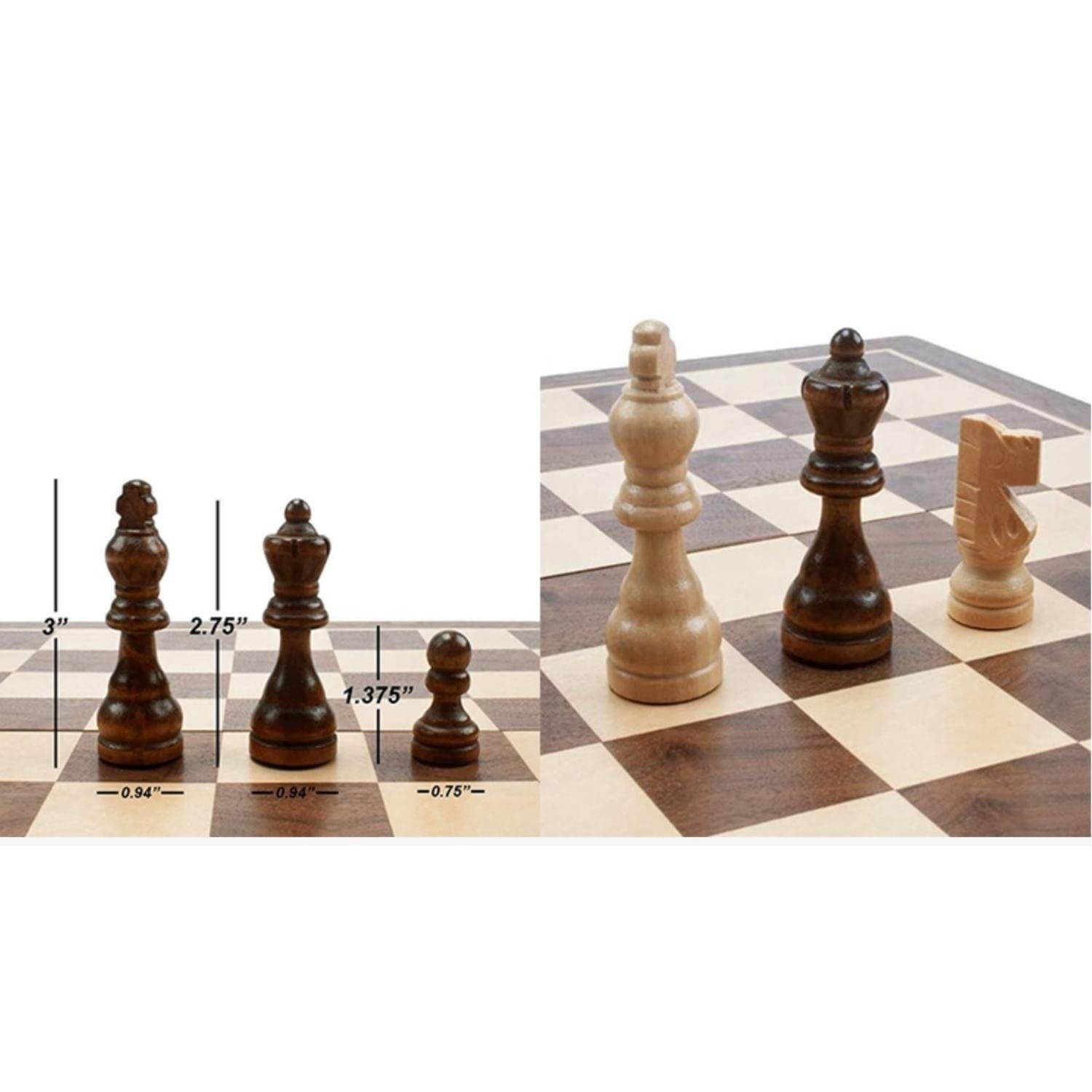 Premium Wooden Chess Set with Foldable Board & Storage Compartment | Classic Strategy Game for Adults, Kids & Family Game Night | Perfect for Travel, Home & Office Use