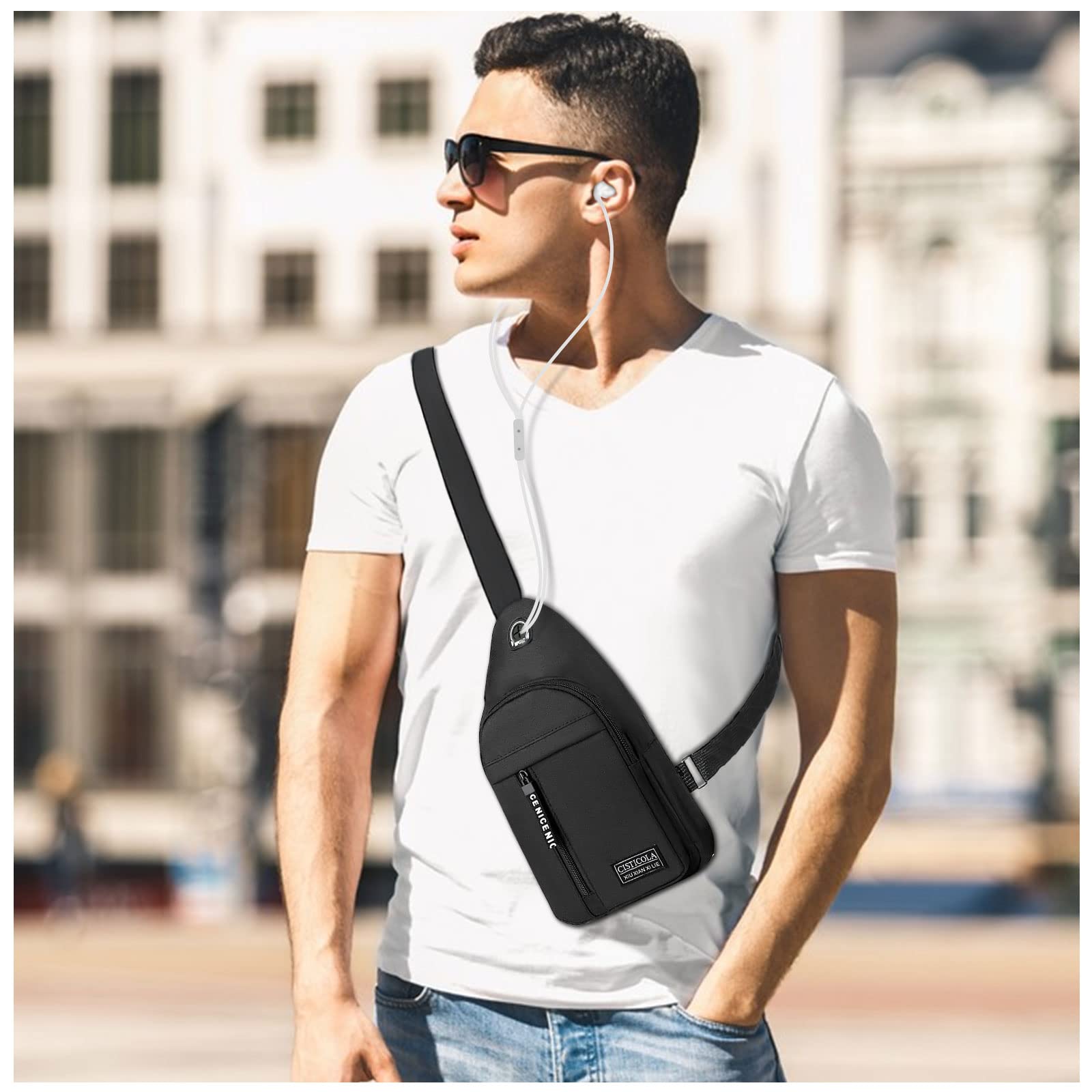 FuninCrea Men's Crossbody Sling Bag - Adjustable Oxford Shoulder Chest Bag for Travel, Hiking & Daily Use | Durable & Stylish Messenger Bag for Work, Gym & Outdoor Activities