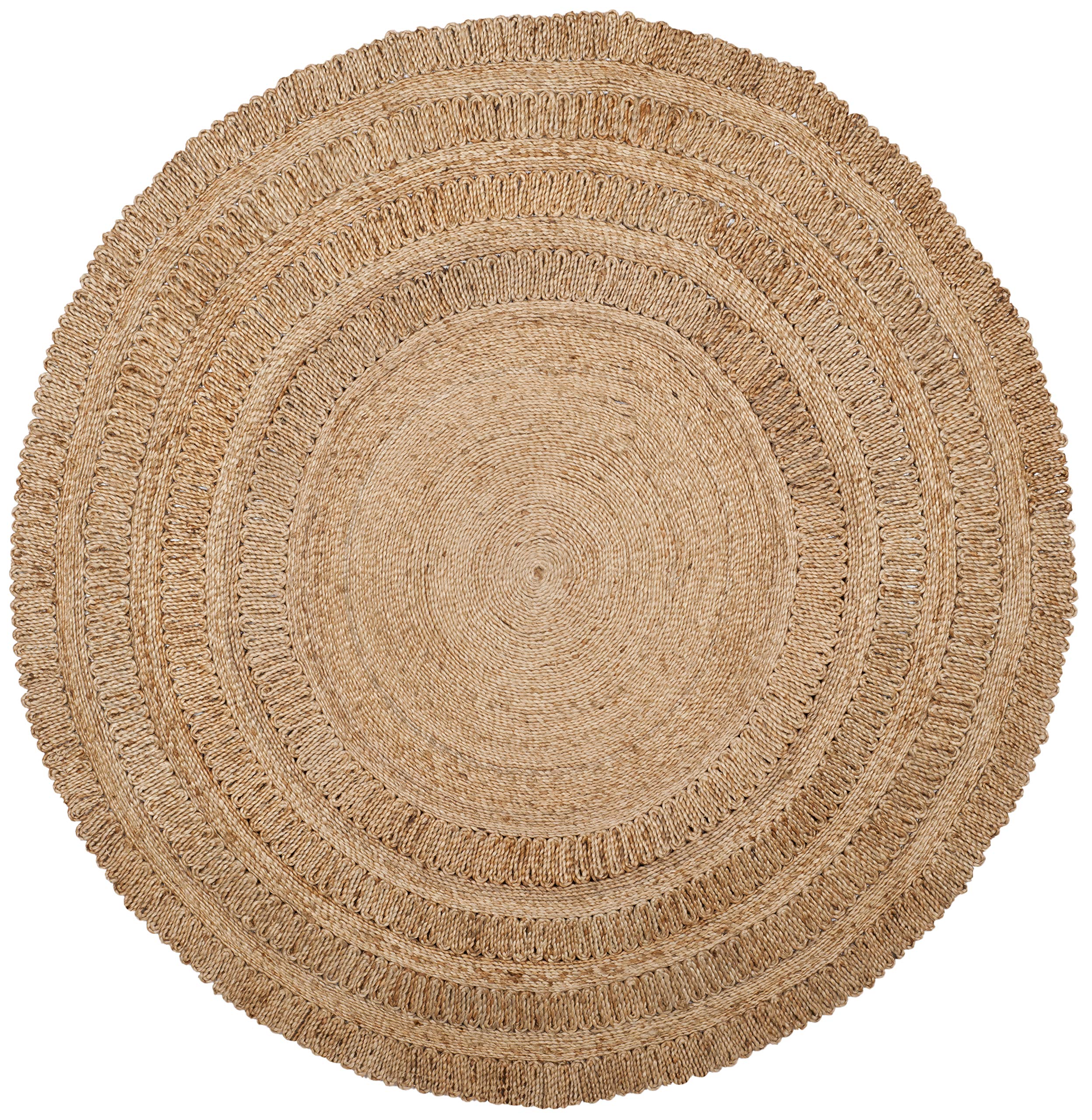 SAFAVIEH Handmade Boho Jute Area Rug 8' Round - Natural Fiber Farmhouse Rug NF356A for Living Room, Bedroom & Boho Decor