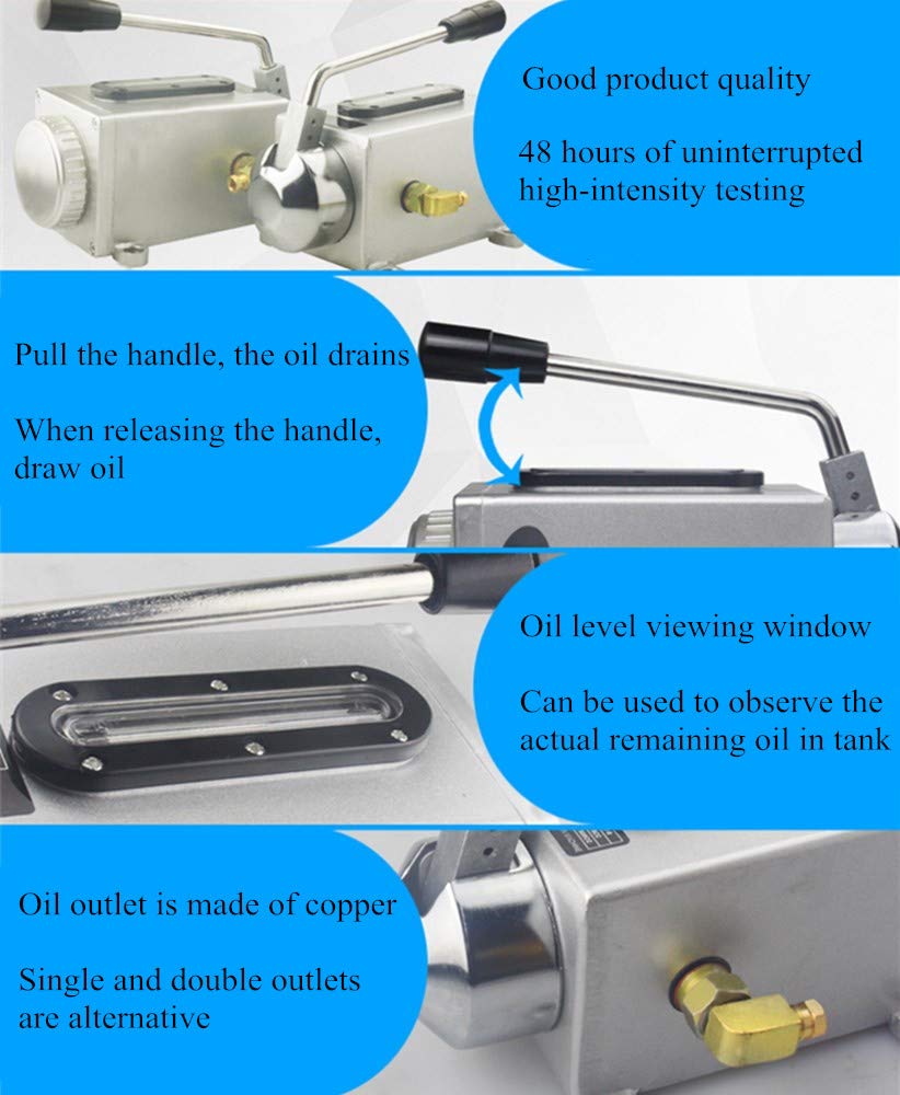 MXBAOHENG Manual Lubrication Pump - Hand Operated Oil Pump for Machine Tools, Engraving & Punch Presses (Y-6 Unilateral Oil Discharge Φ6) - Ideal for Workshop Maintenance & Industrial Equipment Lubrication