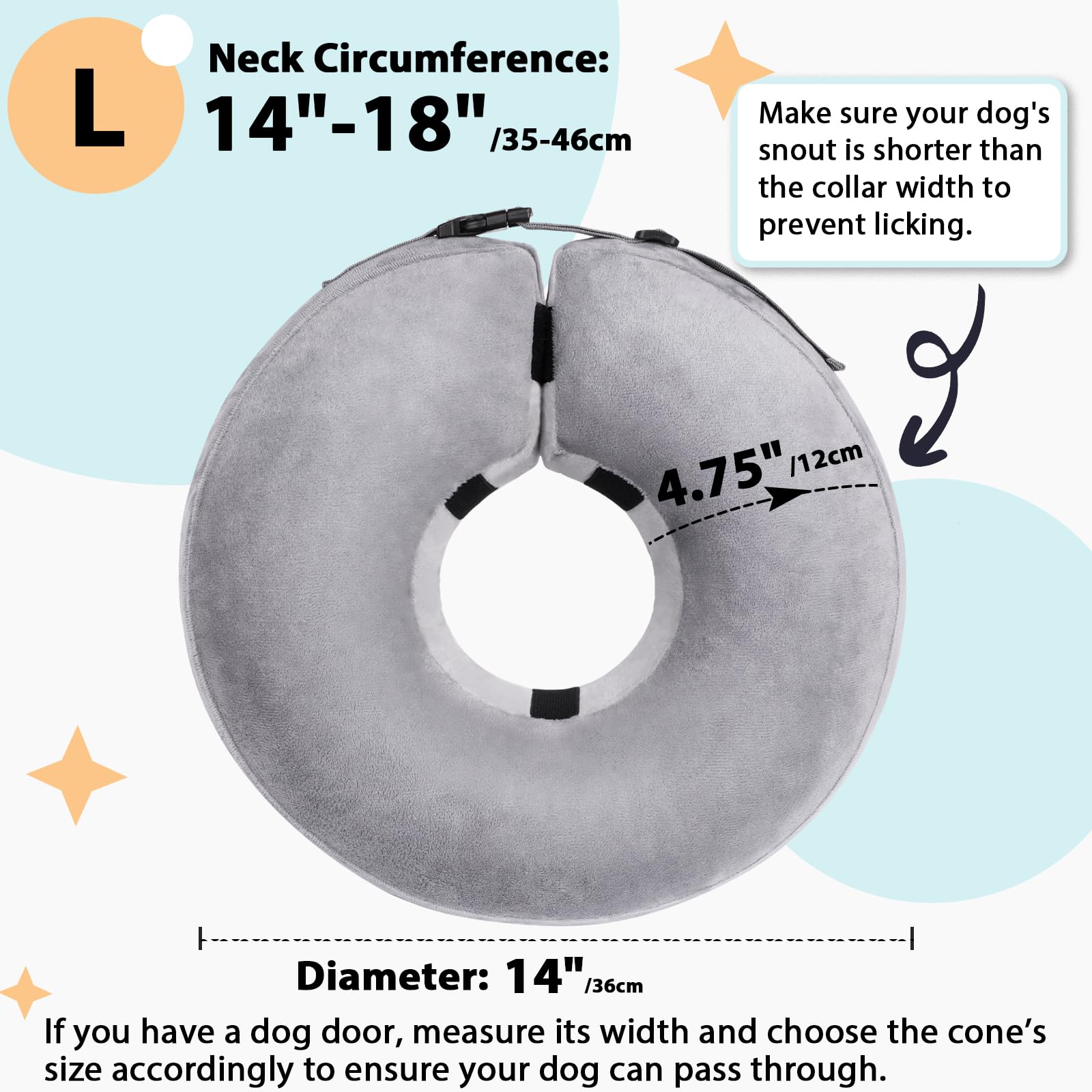 **Soft Inflatable Dog Donut Collar - Post-Surgery Recovery Cone Alternative for Small & Medium Dogs - Comfortable Licking Prevention for Bulldogs, Boxers & More - Perfect for Rest, Healing & Playtime**