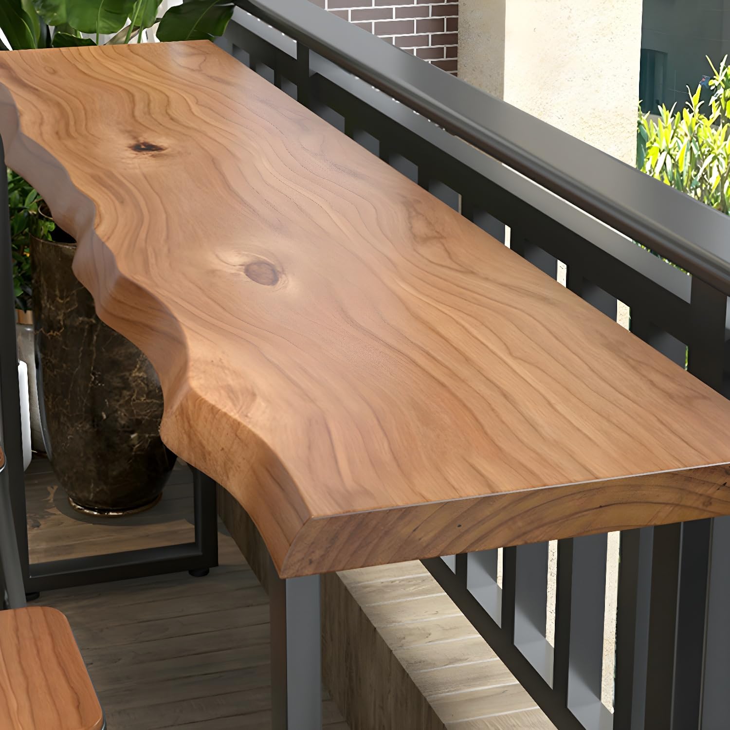 Solid Wood Bar Height Table - Live Edge Sofa Console & Dining Table - Industrial Narrow Bar Top Table (47.2