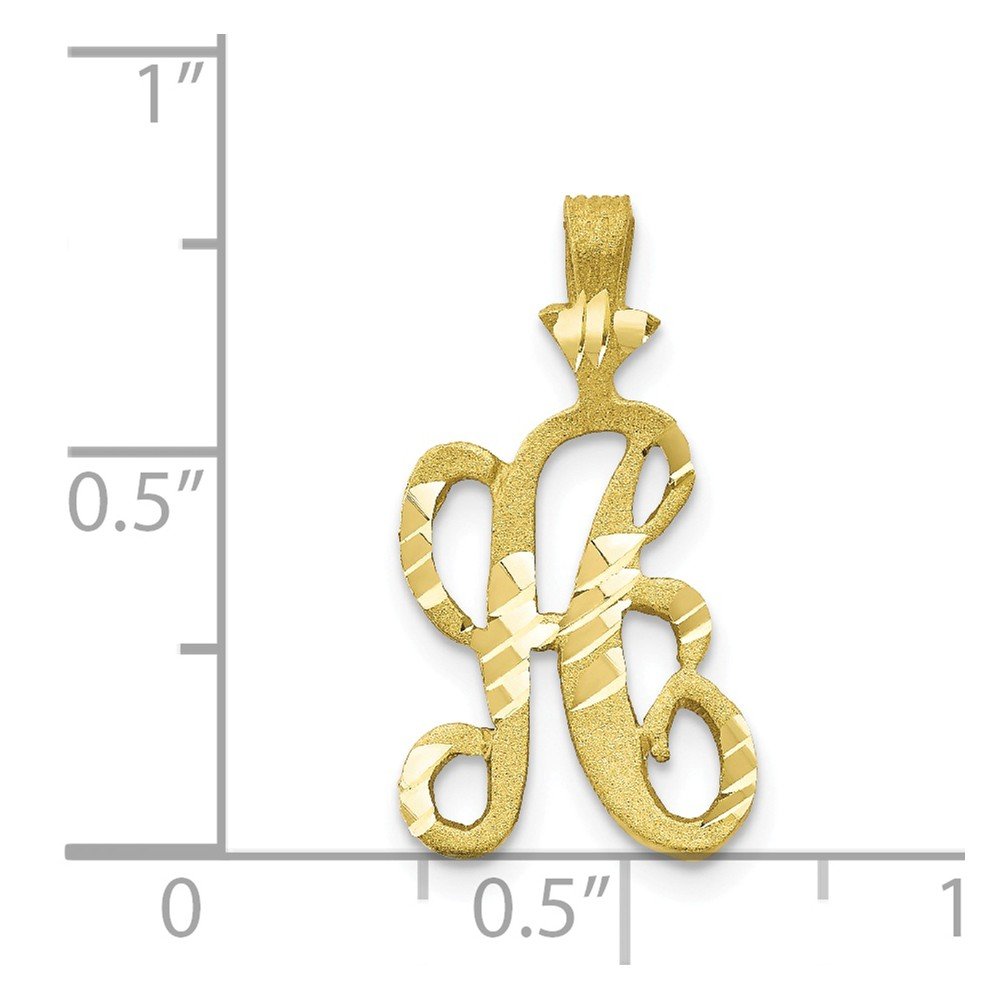 10K Solid Gold Diamond-Cut Grooved Initial A Charm Pendant - Perfect for Necklaces, Bracelets & Personalized Jewelry Gifts