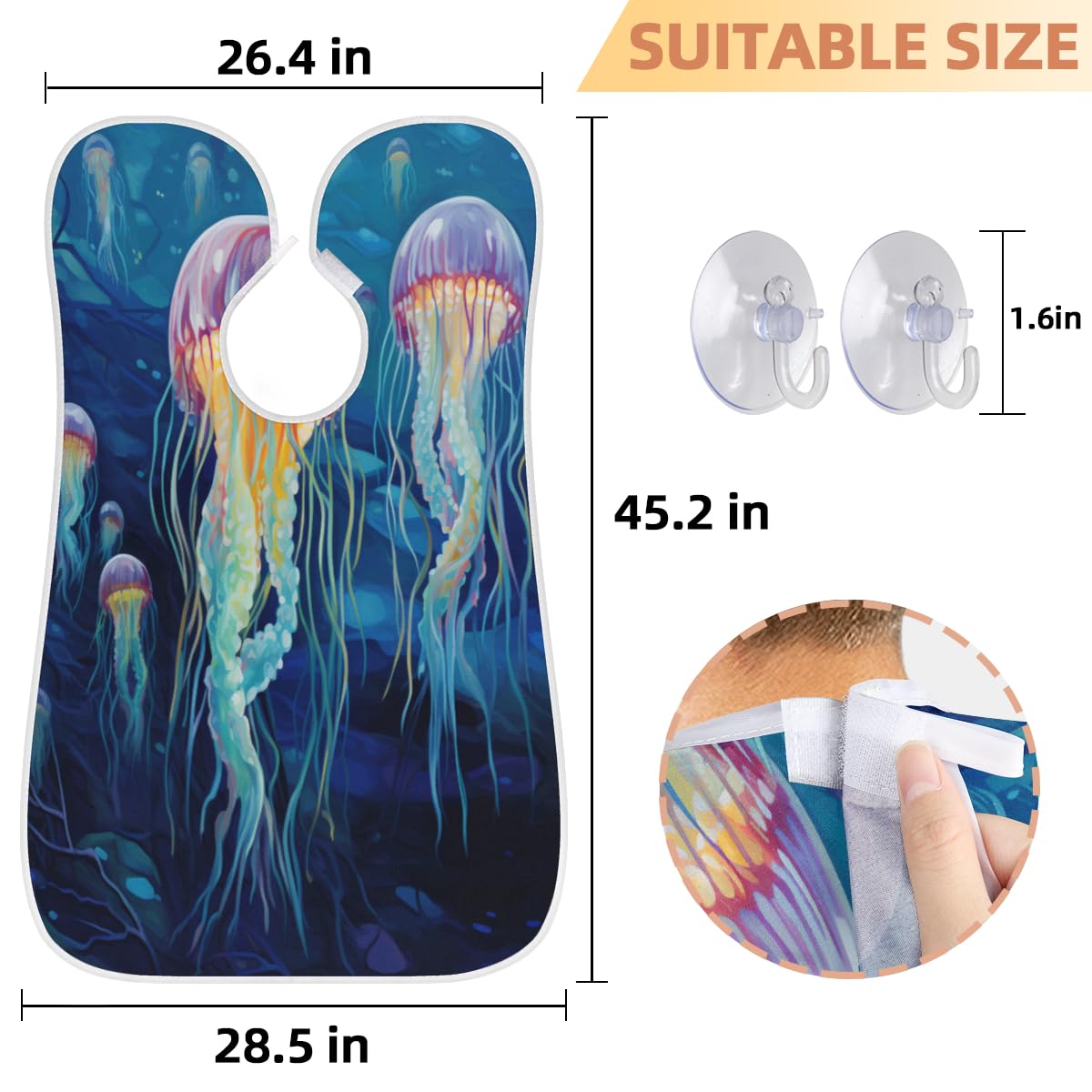 Men's Jellyfish Beard Shaving Bib - Waterproof Hair Dye & Makeup Apron for Barbers & Artists - Sink Hair Catcher & Beard Trimming Accessory - Perfect for Salon, Home Grooming & DIY Haircuts
