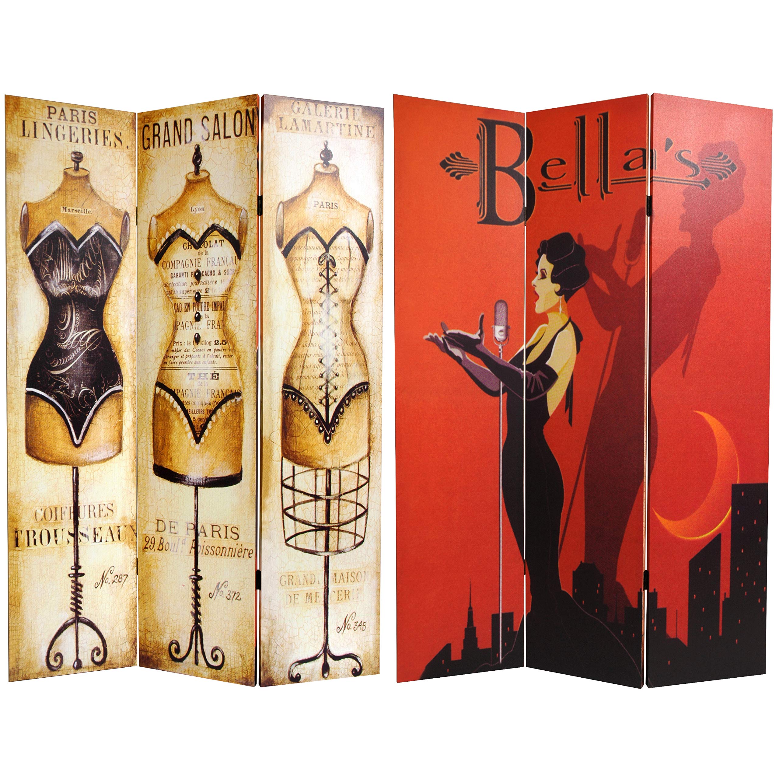 6 ft. Tall Double Sided Mannequin & Singer Canvas Room Divider - Oriental Style Folding Screen for Bedroom, Living Room, and Studio Privacy Partition | Home Decor & Fashion Display