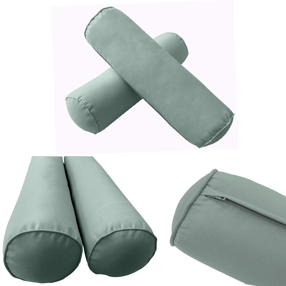 Prolinemax Outdoor Style 3 Twin-XL Piped Trim Daybed Mattress Bolster Pillow Fitted Cover Set - Waterproof & Breathable Fabric for Patio, Sunroom, or Guest Room (AD002)