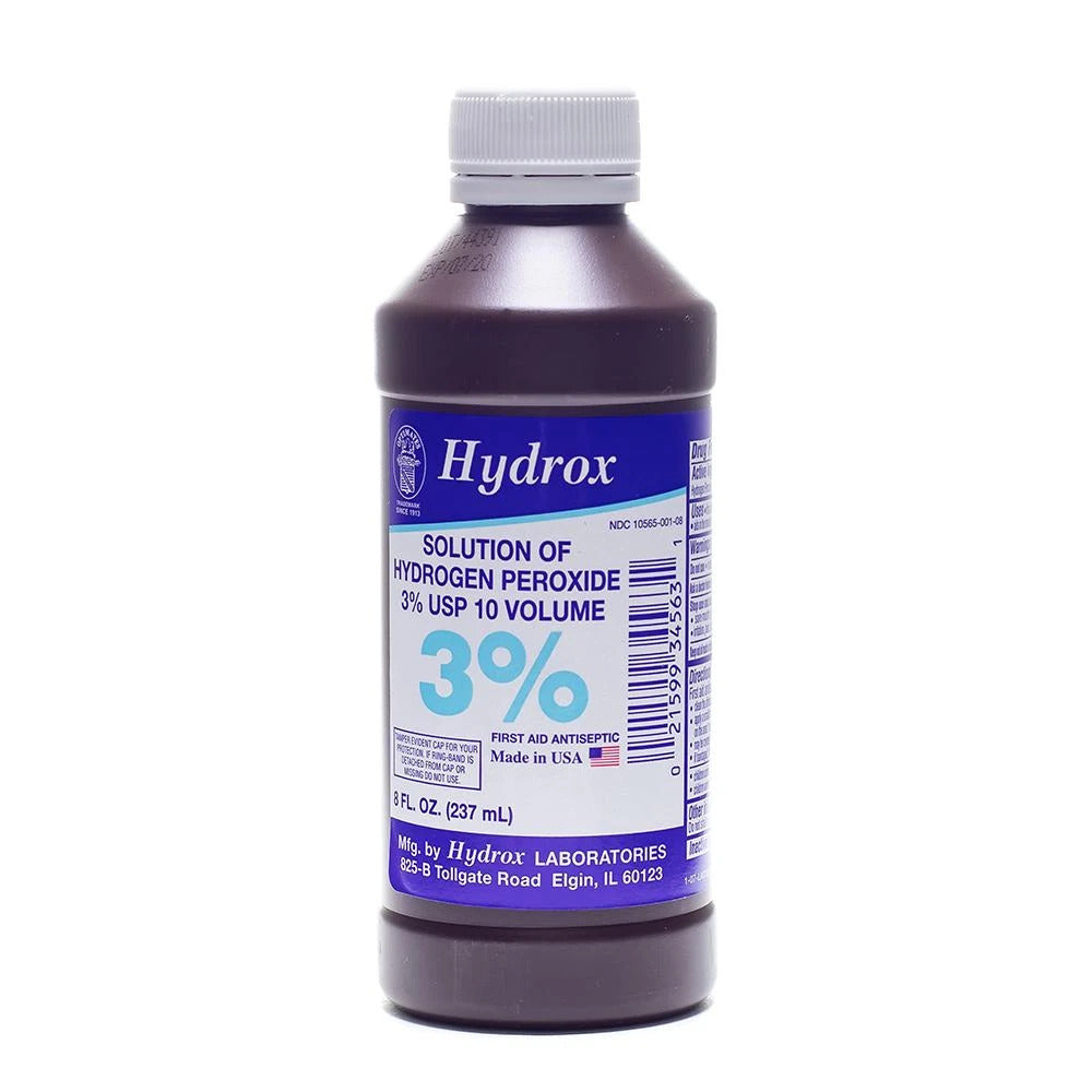 Hydrogen Peroxide 3% Solution - 8oz Bottle for First Aid, Wound Cleaning & Disinfection | Medical Grade, Multipurpose Household Cleaner