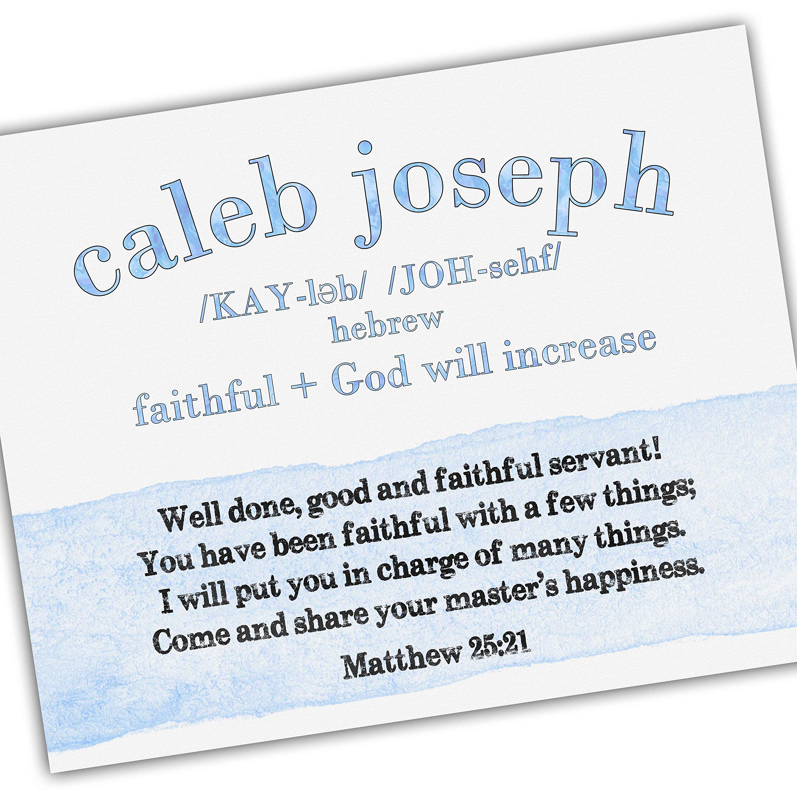 Personalized Baby Name Nursery Art with Bible Verse - Custom First & Middle Name Meaning, Baby Shower Gift for Boys in Blue - Perfect for Christian Nurseries, Baptism Gifts & Newborn Room Decor