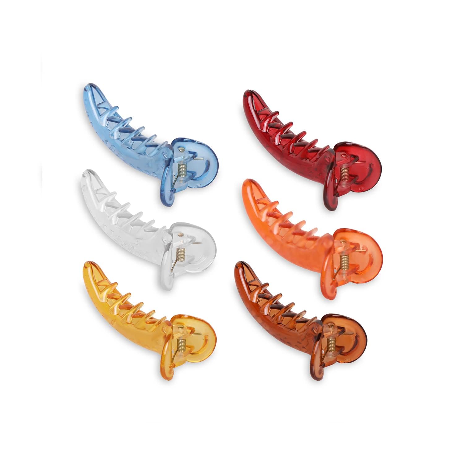 APOEM Medium Size Acrylic Banana Claw Hair Clips for Women & Girls - 6 Pack Colorful Hair Accessories for Ponytail, Bun & Updo Hairstyles