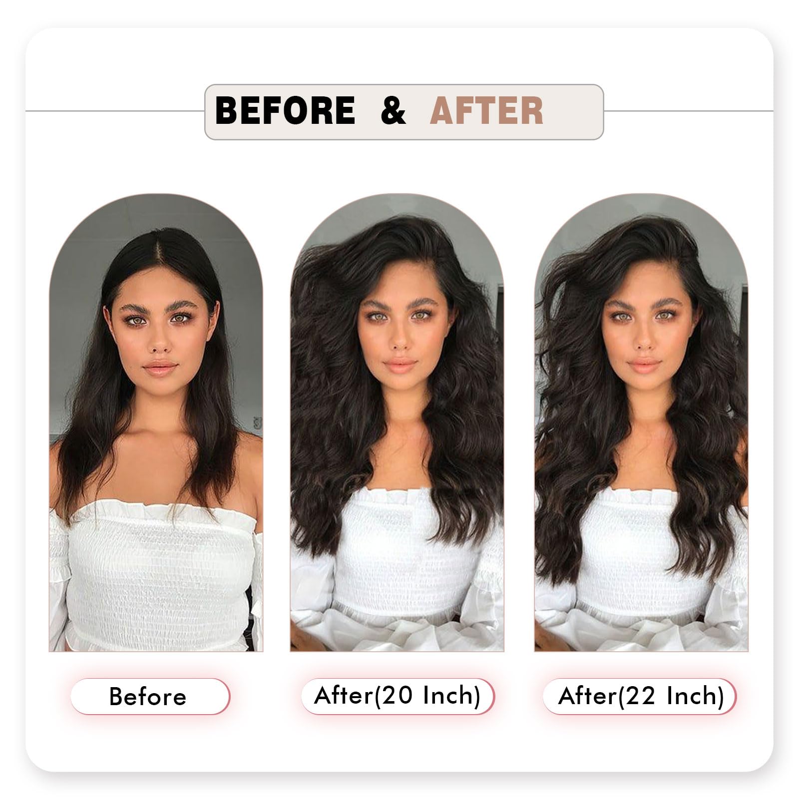 SixStarHair 22 Inch Black Clip In Hair Extensions - 240g Full Head Thick Natural Human Hair Wefts with 21 Clips (10 Pieces) - Easy to Install for Volume & Length - Perfect for Parties, Weddings & Daily Styling