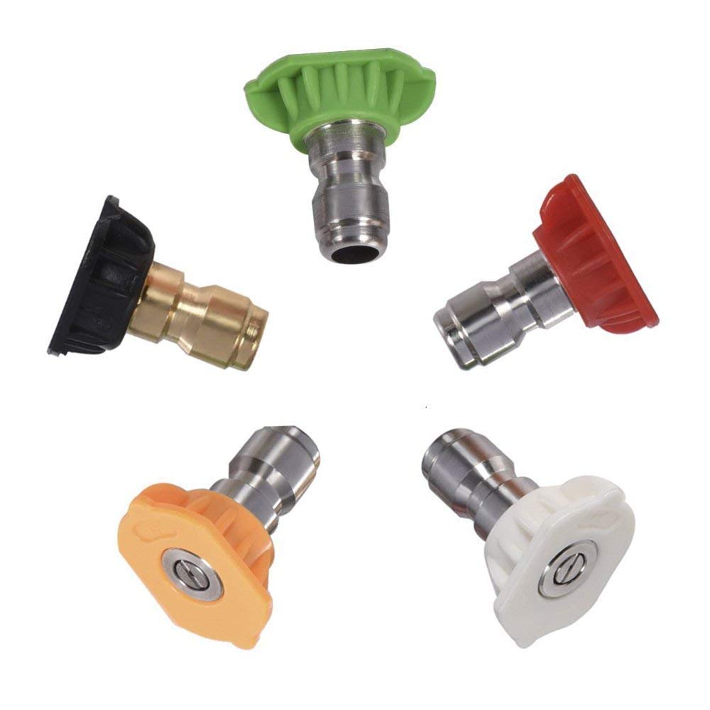Twinkle Star Pressure Washer Nozzle Tips & Adapter Set - 5 Piece High Pressure Washer Accessories Kit for Home, Car, Deck Cleaning - 1/4 Inch Quick Connect for Most Pressure Washers