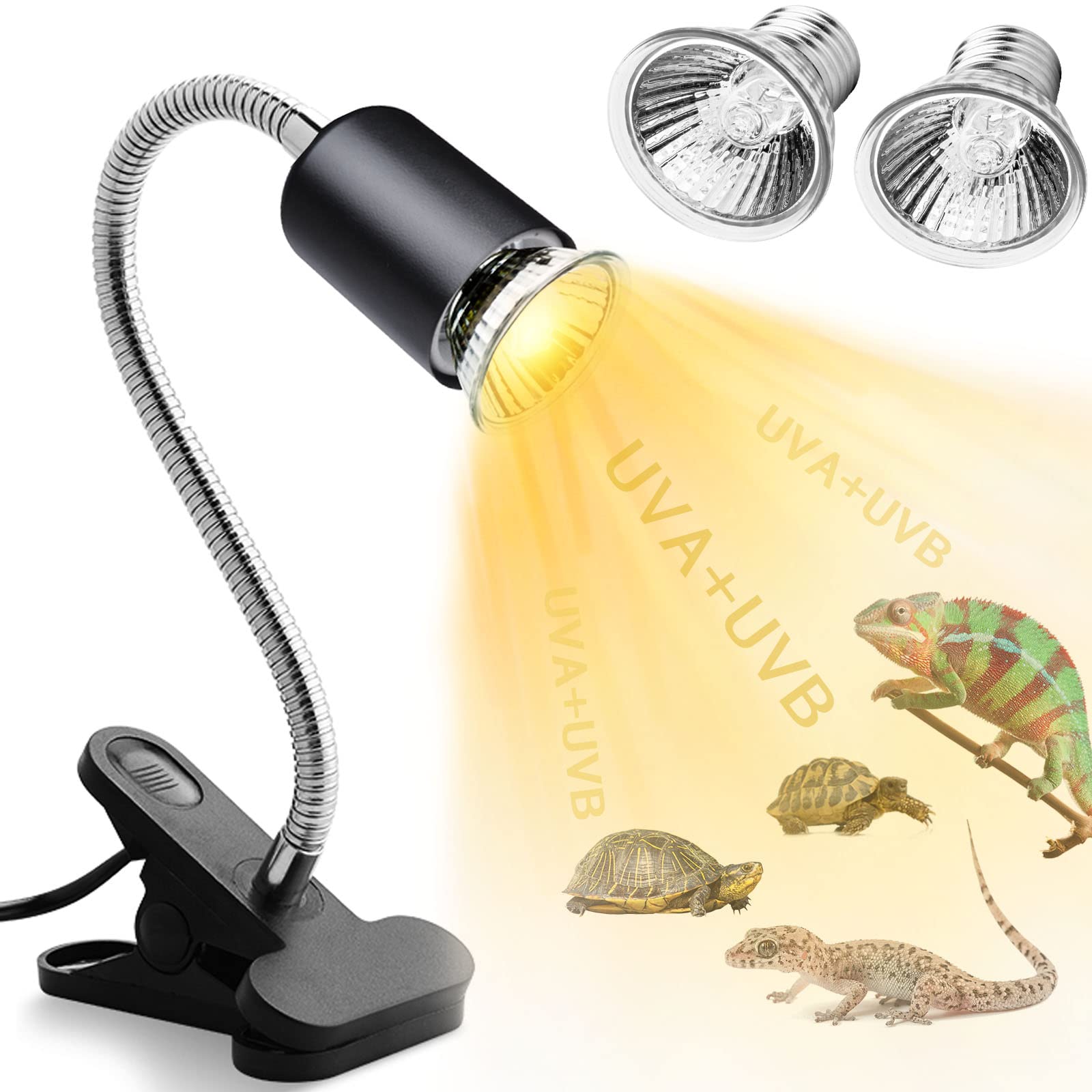 IOOTSEA 50W Reptile Heat Lamp with UVA UVB Bulbs - Adjustable Basking Light for Turtles, Lizards & Snakes - Perfect for Terrariums & Aquariums