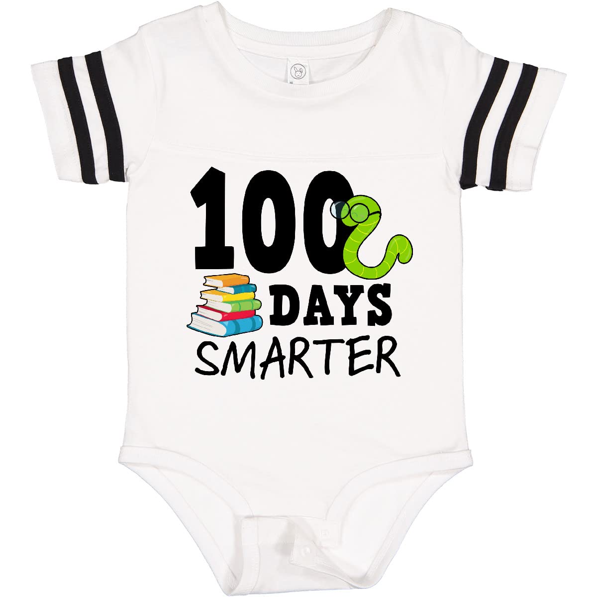 100 Days Smarter with Books & Worm Baby Bodysuit - Cute First Day of School Outfit for Infants & Toddlers | Perfect for School Milestones, Photo Shoots & Special Occasions
