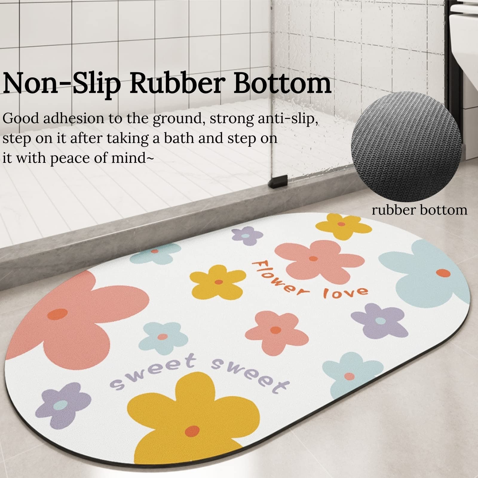 Super Absorbent Floor Mat - Cute Cartoon Bathroom Entrance Anti-Slip Mat, Quick-Drying Toilet & Shower Foot Pad, Washable Doormat (40x60cm) - Perfect for Bathroom, Kitchen, Laundry Room & Entryway