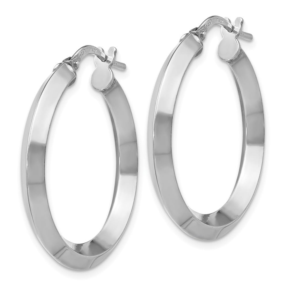 Diamond2Deal 925 Sterling Silver Wire & Clutch Hoop Earrings - 1.1 Inch Length, 0.72 Inch Width - Elegant Everyday Jewelry for Women, Perfect for Office, Party & Special Occasions