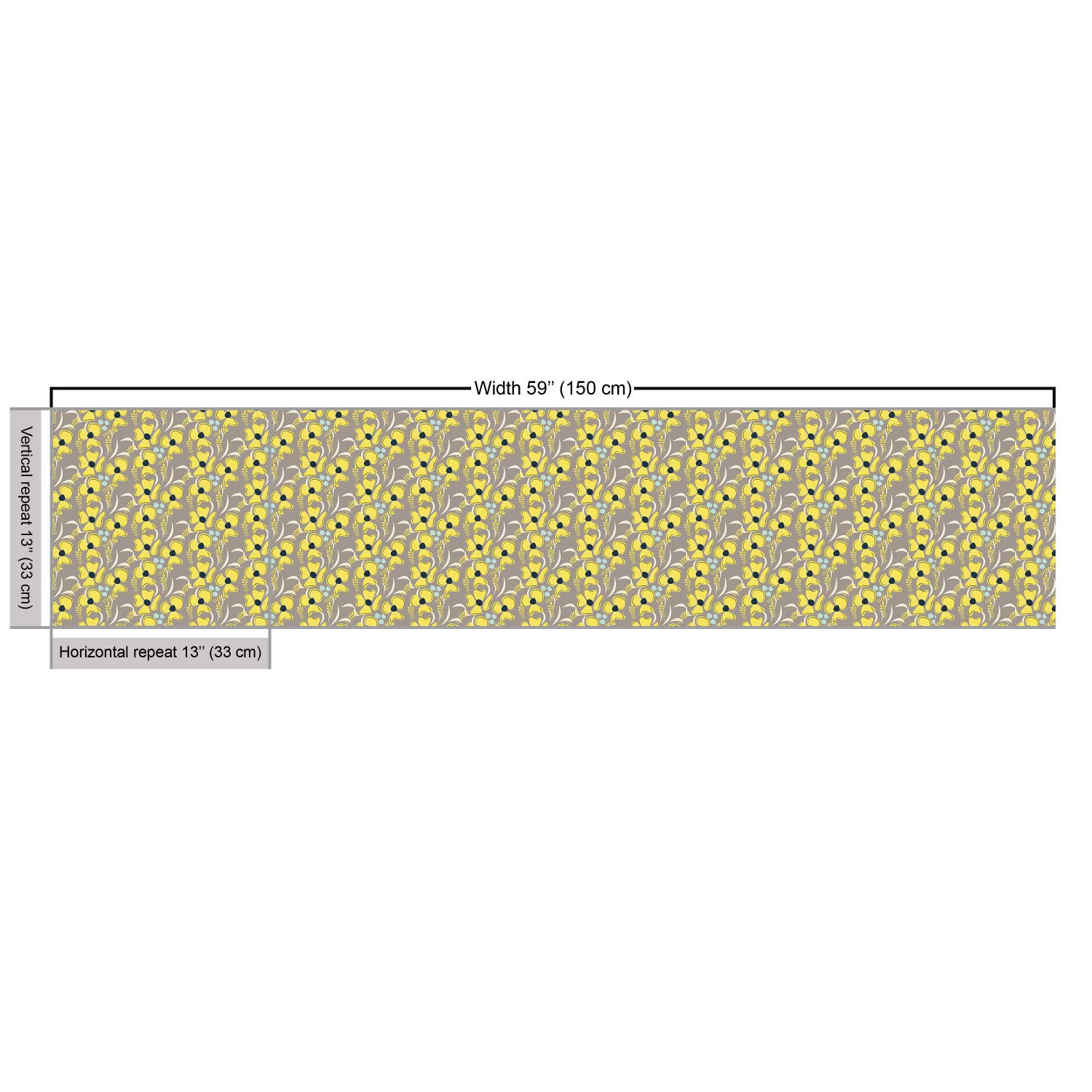 Ambesonne Taupe Fabric by The Yard - Romantic Meadow Floral Print Upholstery Fabric for Sofa, Curtains & Home Decor - 10 Yards Indigo Yellow Taupe - Perfect for DIY Projects, Crafting & Seasonal Home Accents