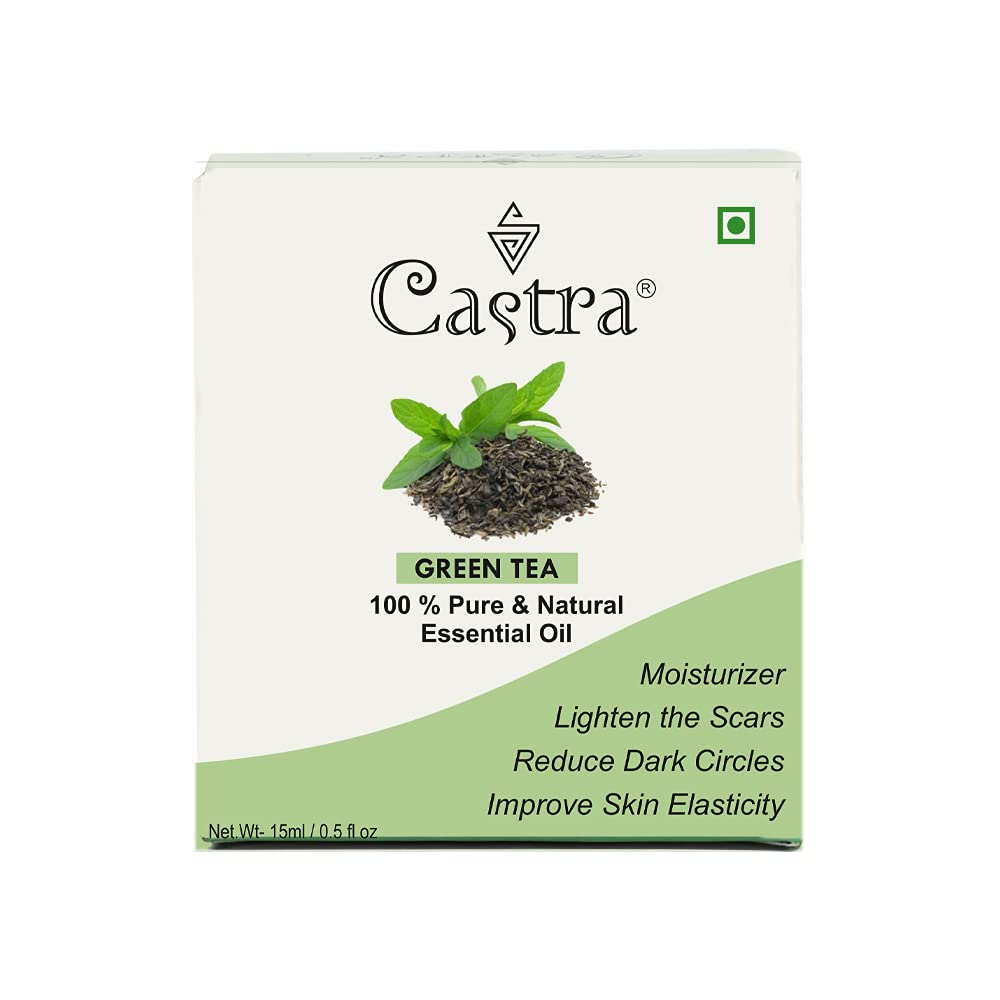 100% Pure & Natural Castra Green Tea Essential Oil for Clear Face & Skin Rejuvenation - 15ml - Perfect for Aromatherapy, DIY Skincare & Relaxation