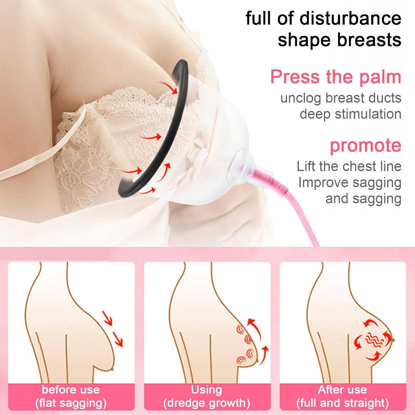Electric Breast Massager for Women - 4 Shaping Modes Chest Enhancer, Anti-Sagging Firming Device for Natural Breast Enlargement & Home Care | Perfect for Postpartum Recovery, Gym Workouts & Daily Relaxation