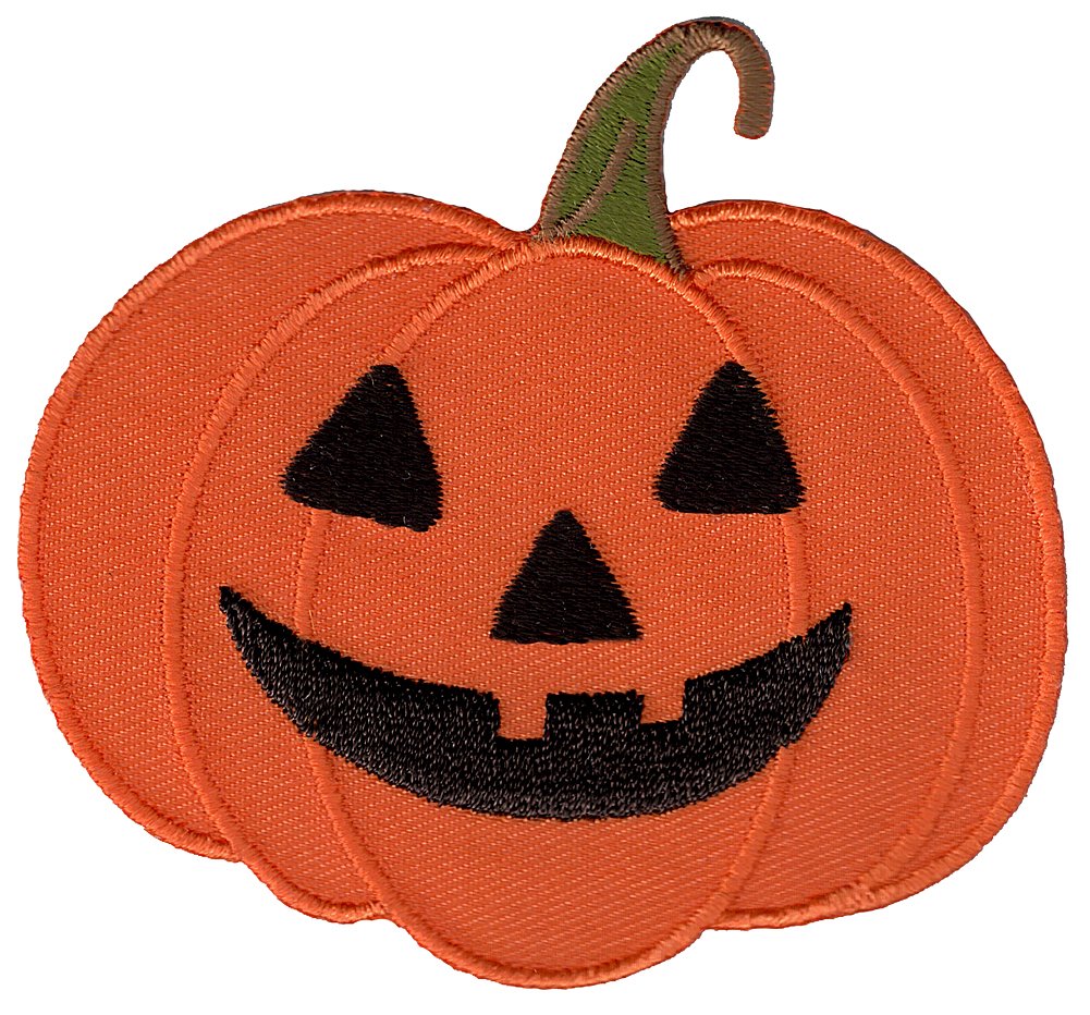 Jack O' Lantern Iron-On Embroidered Patch - Halloween Pumpkin Applique for Costumes, Bags & DIY Crafts