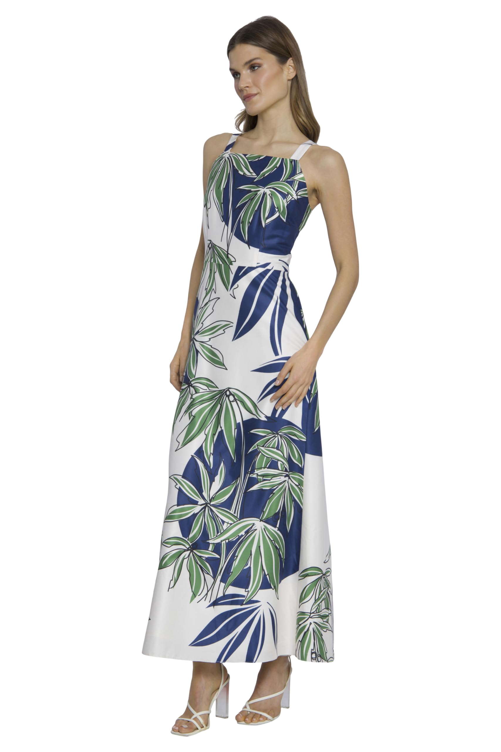 Maggy London Women's Sleeveless Square Neck Maxi Dress - Elegant Wedding Guest, Bridal Shower & Special Occasion Dress for Parties, Vacations & Birthday Celebrations