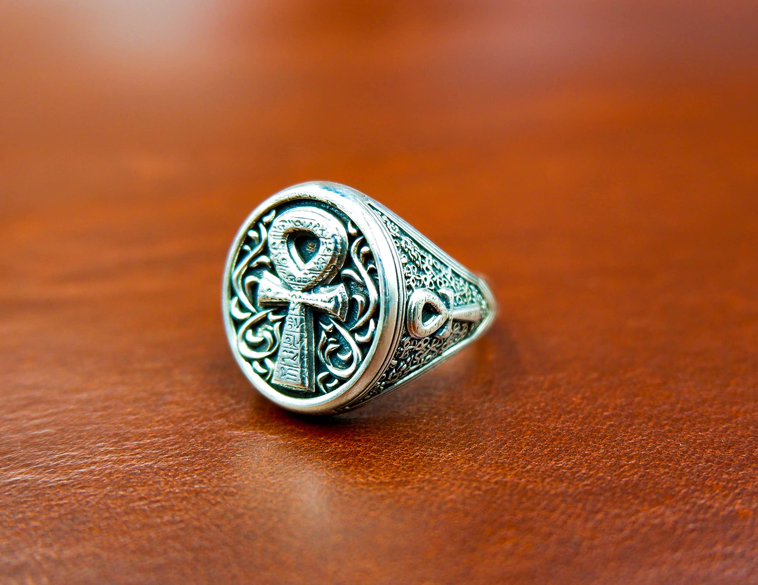925 Sterling Silver Ankh Cross Ring - Egyptian Key of Life Jewelry for Protection & Spirituality | Gothic Style Unisex Ring for Men & Women | Perfect for Meditation, Spiritual Gifts & Alternative Fashion