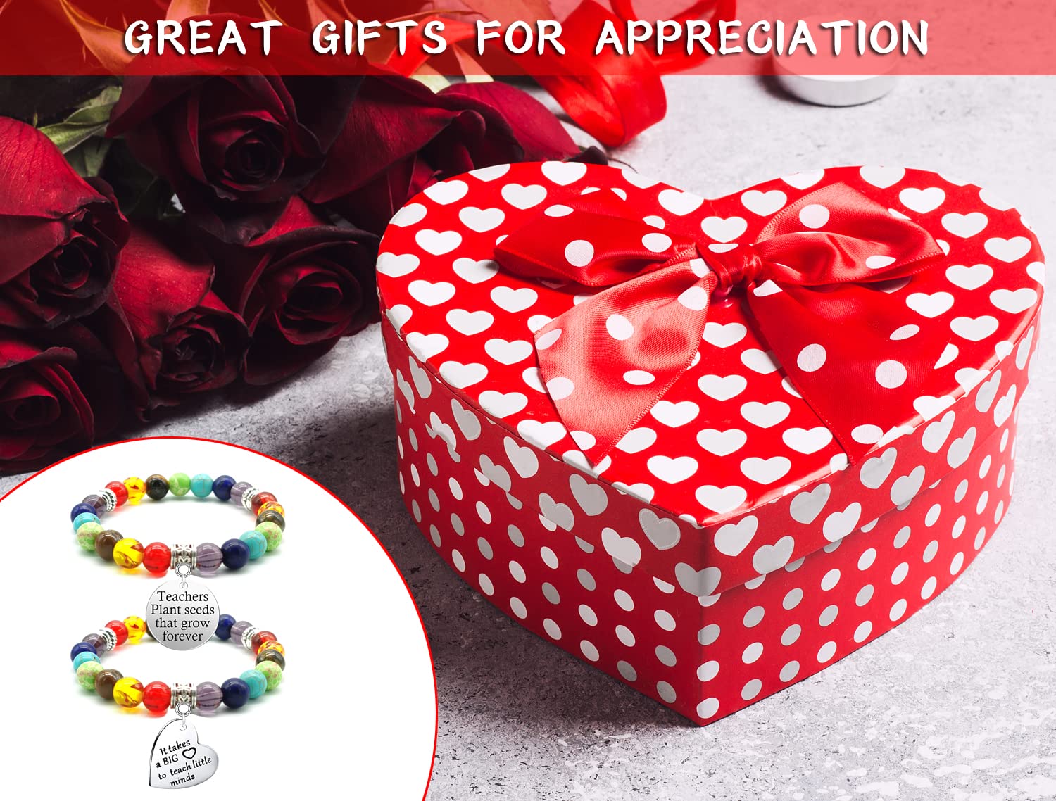 2-Pack Teacher Appreciation Bracelets - Inspirational Charm Bracelet Gift Set for Women Educators, Graduation & End of Year Thank You Present - Perfect for Classroom, Teacher's Day & Retirement Celebrations