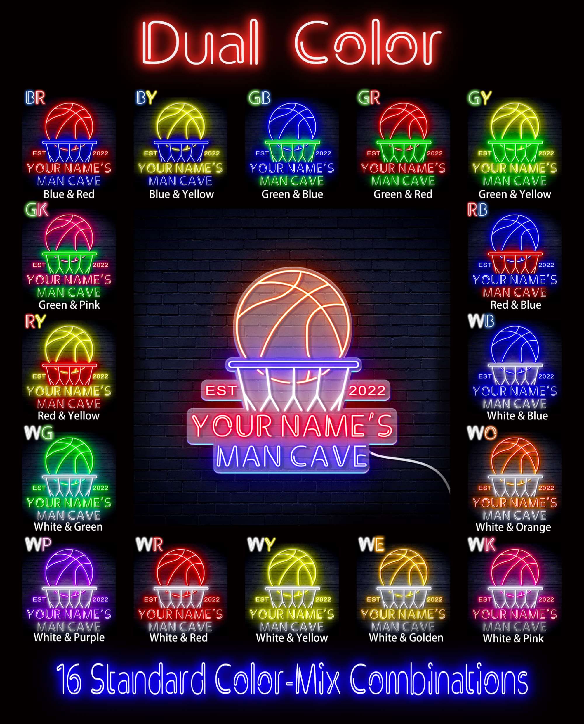 ADVPRO Custom Basketball LED Neon Sign - Ultra Bright Blue & Yellow Light for Man Cave, Game Room, Bar Decor - Personalized Sports Gift for Fans