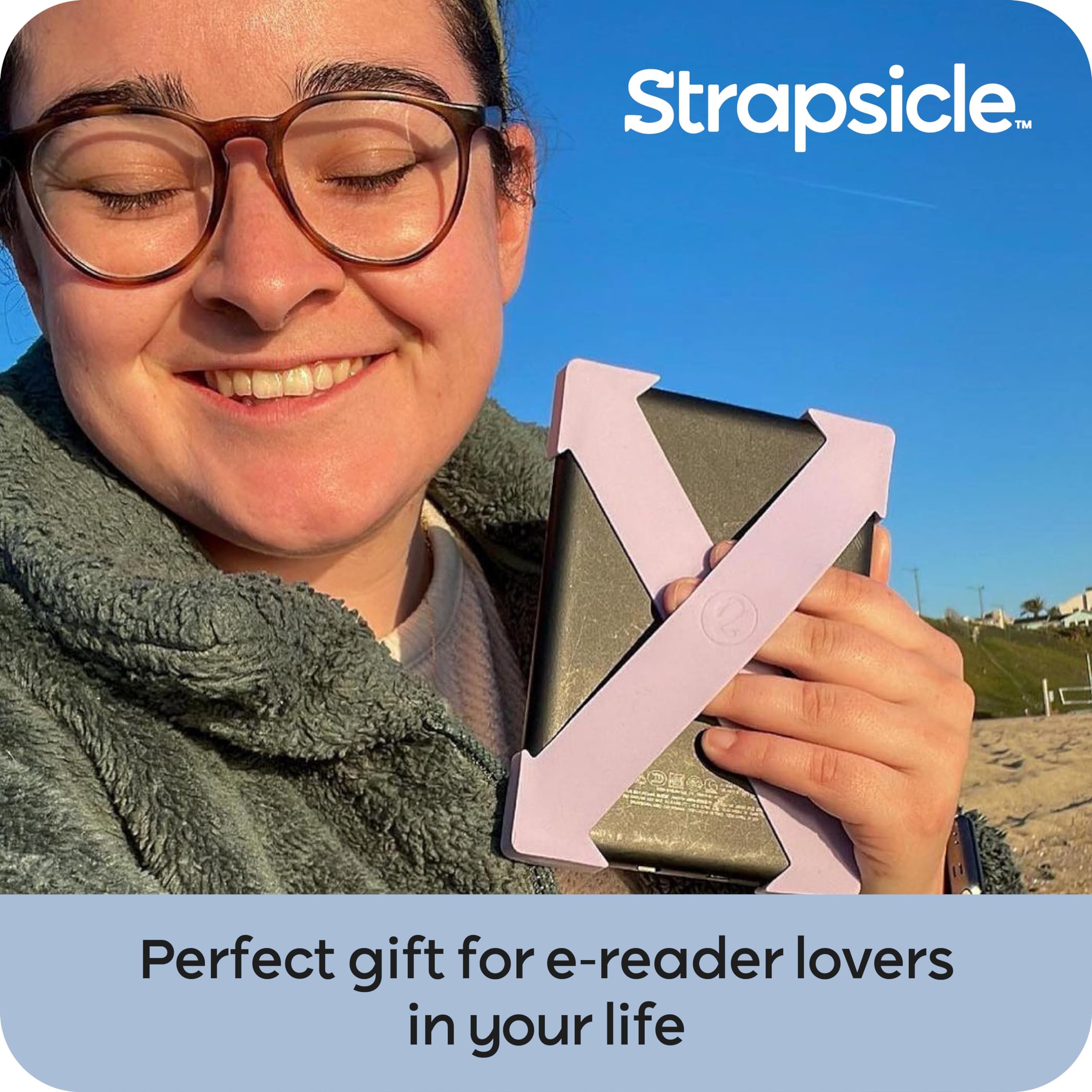 Strapsicle Hand Strap for Kindle & Kobo E-Readers - Compatible with Kindle Paperwhite 2024/2021, Signature Edition - 2 Pack Ergonomic Reading Hand Straps - Lightweight & Comfortable Grip for Long Reading Sessions - Perfect for Travel, Commuting & Bedtime Reading - Large Size in Black