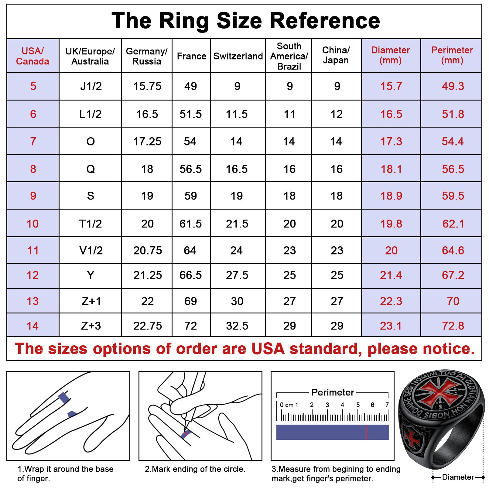 FaithHeart Templar Rings for Men, Stainless Steel Crusader Cross Biker Ring - Perfect for Gifts & Medieval Style Lovers