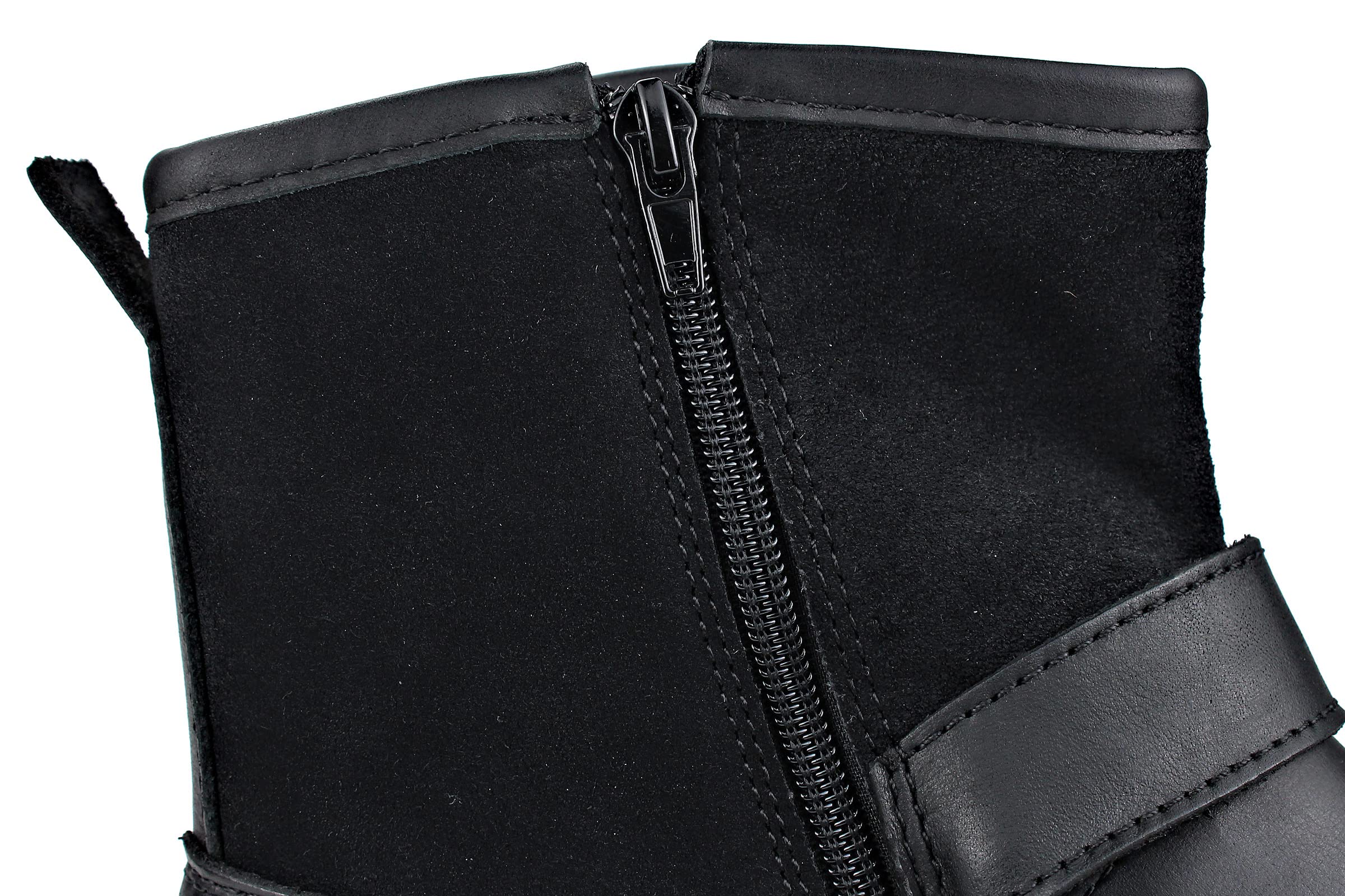 OSSTONE Men's Fashion Moto Boots - Leather Chukka Boots with Zipper, Casual Shoes OS-5008-1-ABNH | Perfect for Motorcycle Riding, Urban Streetwear & Everyday Wear