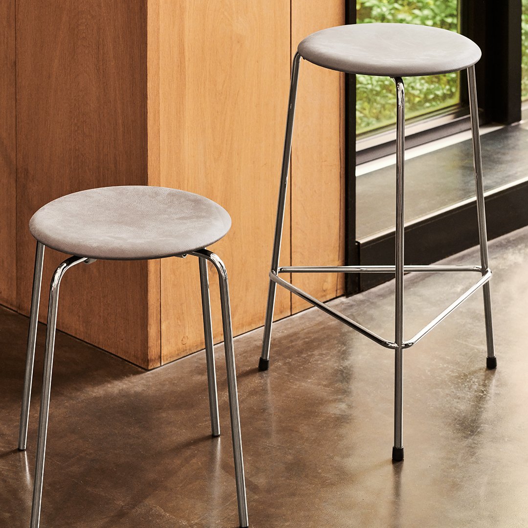 Jacobsen Dot Stool - Mid-Century Modern Accent Stool with Upholstered Seat & Wooden Legs - Perfect for Living Room, Bedroom, or Entryway Decor