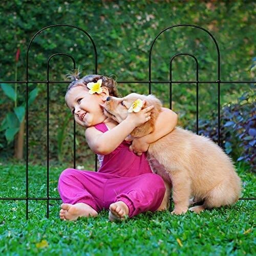 BiYeer 14-Panel Metal Garden Fence - 31.5in x 20ft Decorative Border Fencing | Portable Dog Barrier for Outdoor Landscaping, Yard Protection & Pet Safety