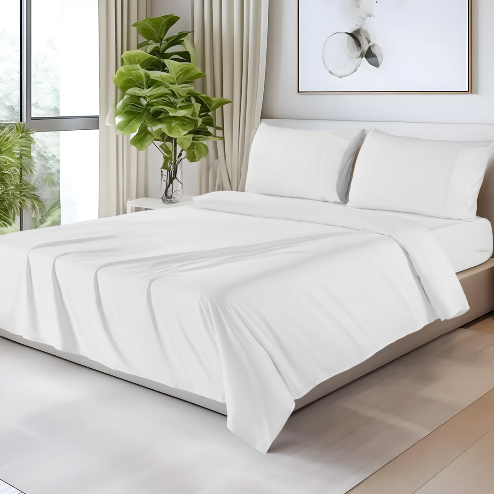Premium 100% Egyptian Cotton Sheets Set - 1200 Thread Count King Size 4-Piece (Fits Up to 16