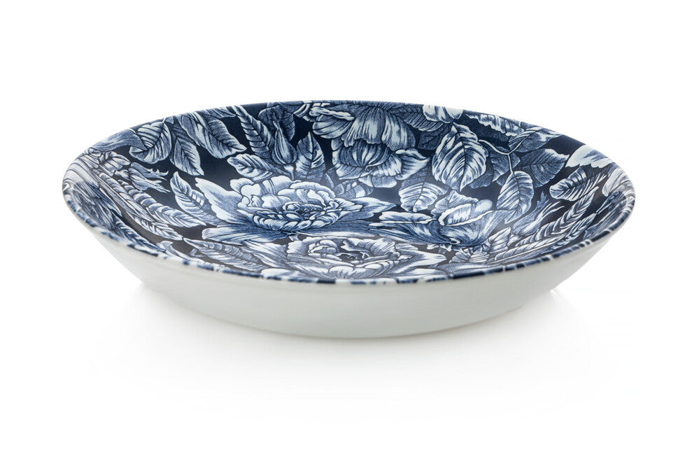 Burleigh Ink Blue Hibiscus Dinnerware Set - Elegant Floral Ceramic Plates & Bowls for Dining - Perfect for Home Decor, Wedding Registry & Special Occasions