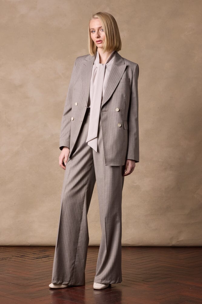 Alexis Florence Suit Light Brown Pinstripe - Elegant Business Attire for Office & Formal Events