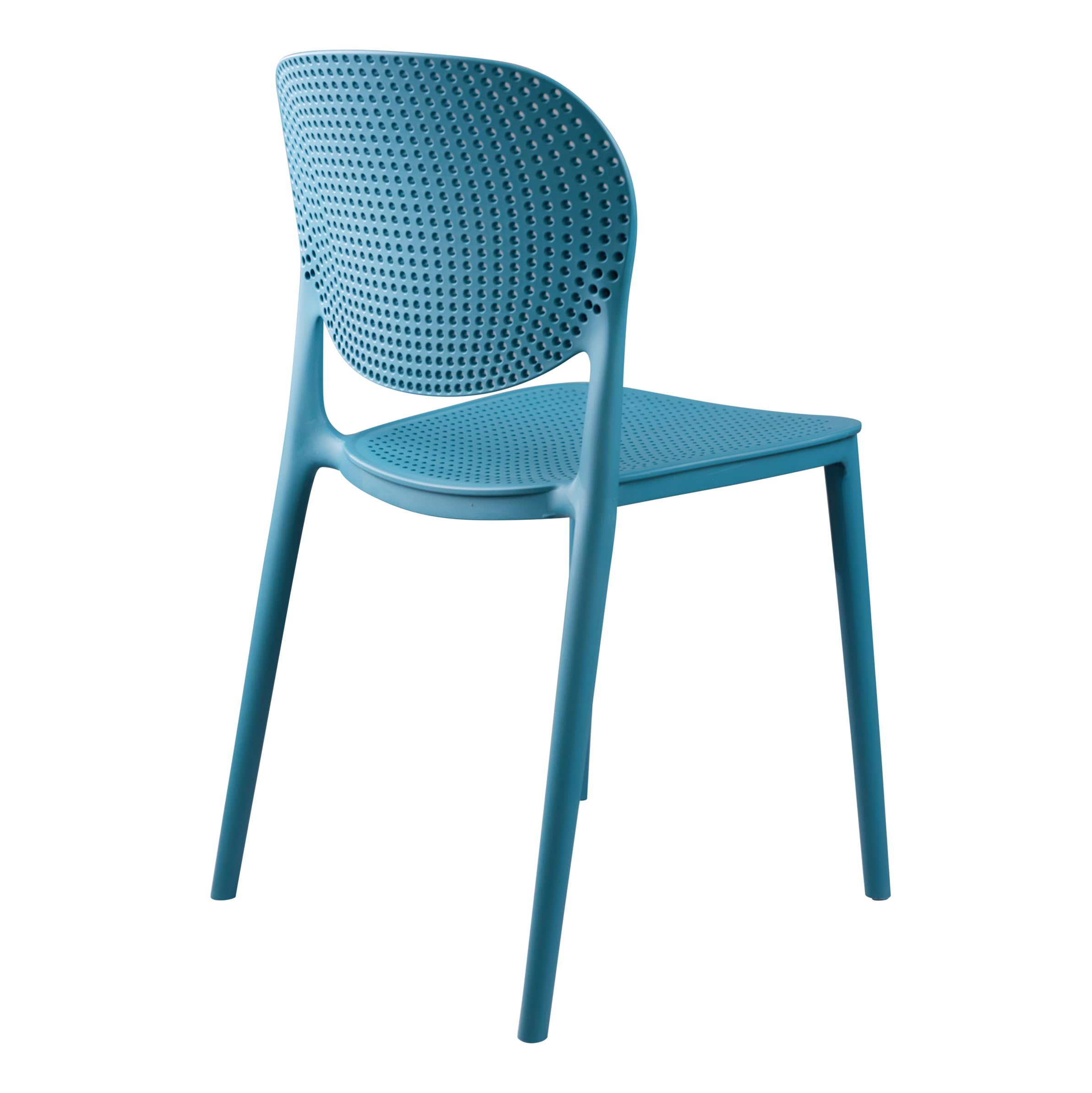 CozyBlock MESH Perforated Stackable Dining Chairs Set of 2 - Breathable Teal Blue Modern Chairs for Indoor & Outdoor Use - Perfect for Patio, Dining Room, Kitchen or Office