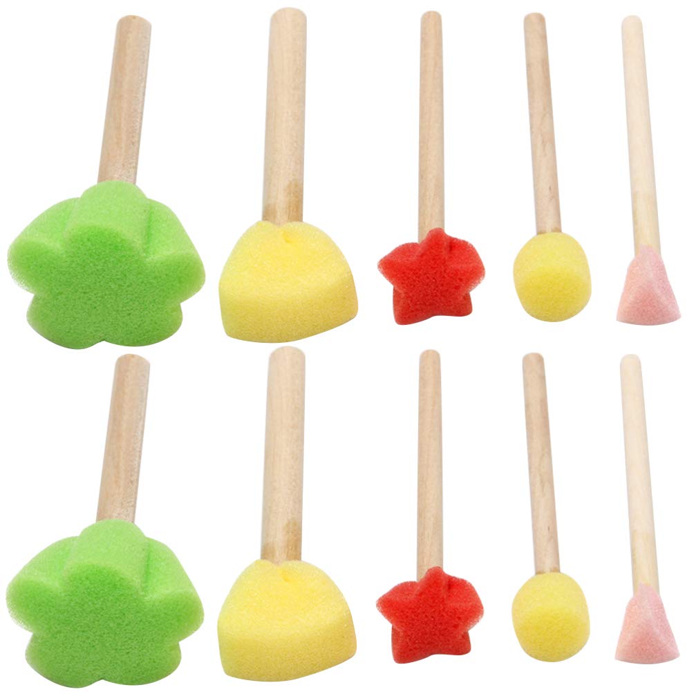 NUOBESTY 25-Piece Sponge Painting Brushes Set for Kids - Non-Toxic DIY Graffiti & Drawing Art Supplies - Perfect for Classroom, Home Craft Projects & Creative Painting Activities