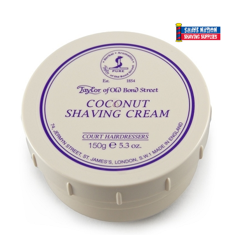 Taylor of Old Bond Street Coconut Shaving Cream - Premium Luxury Shaving Soap for Men, Moisturizing & Protective Lather - Perfect for Sensitive Skin & Wet Shaving Rituals