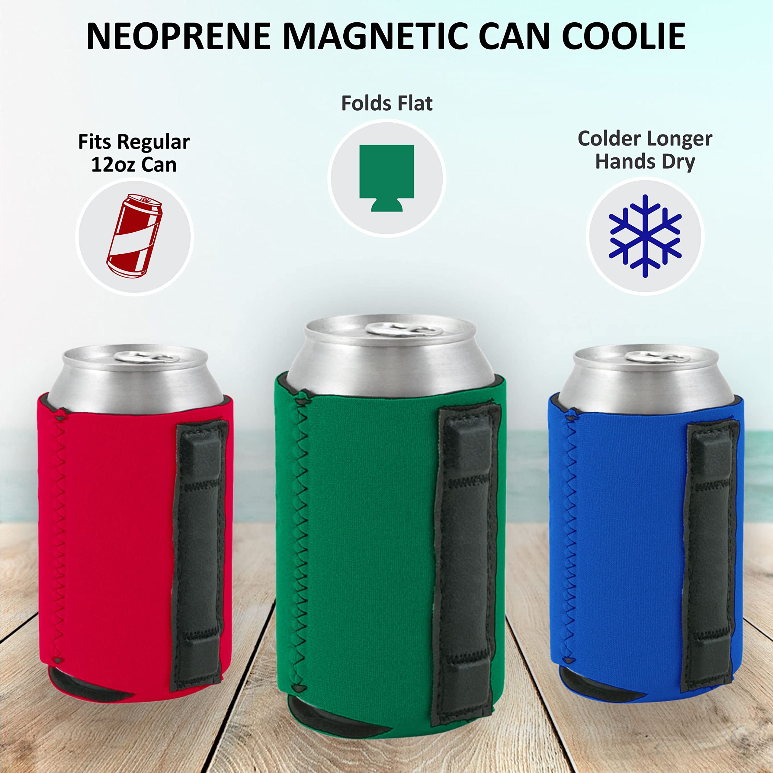 4 Pack Gray Blank Magnetic Can Coolers - Insulated Beer Soda Can Koozies for Outdoor BBQ, Camping, Tailgating & Pool Parties
