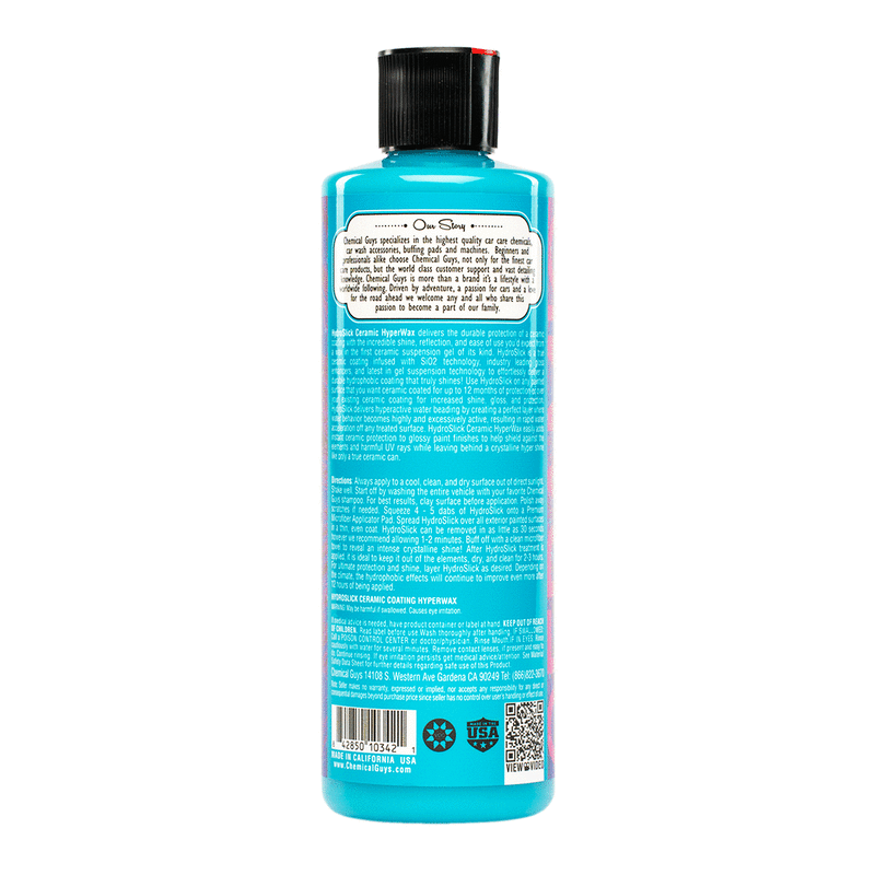 Chemical Guys HydroSlick SiO2 Ceramic Wax - 16oz (473ml) High Gloss Car Wax & Paint Sealant for Long-Lasting Protection - Perfect for Cars, Trucks & Motorcycles