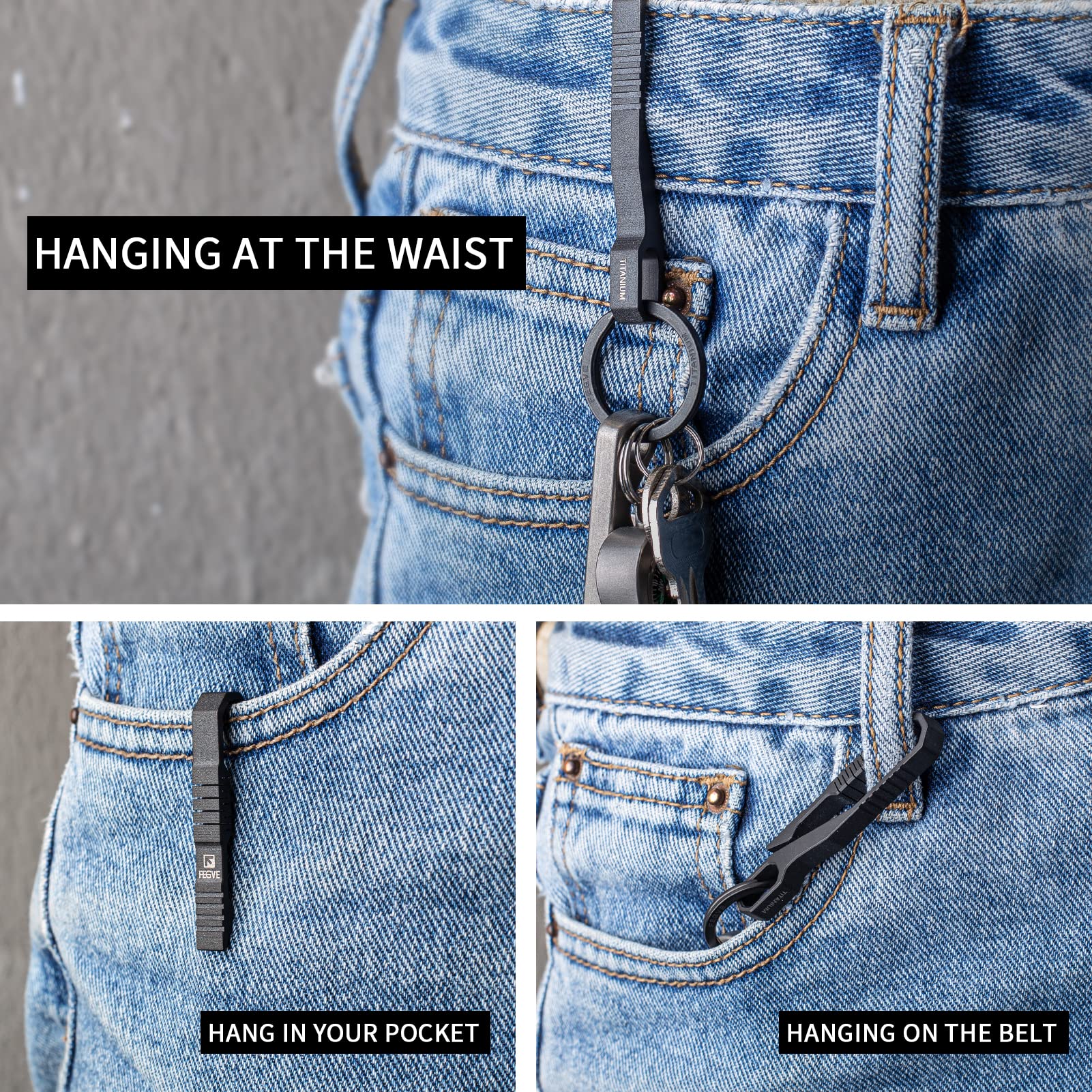 TISUR Titanium Keychain Pocket Clip - Quick Access Key Holder with Detachable Keyring for Men & Women | Perfect for Everyday Carry, Key Organization & Gifts