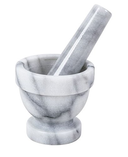 Premium White Marble Mortar and Pestle Set - 3 Inch Natural Stone Grinder for Herbs, Spices & Pesto - Perfect for Kitchen, Pharmacy & DIY Crushing - M.V. Trading MTP325