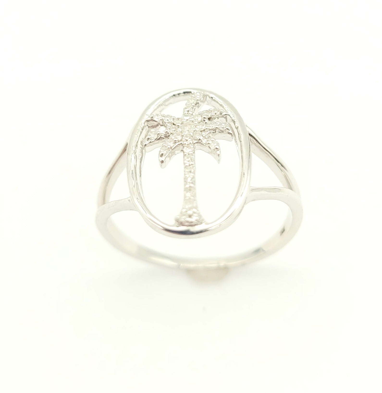 Exquisite Diamond Palm Tree Ring for Women - Elegant Gold or Silver Tropical Jewelry - Perfect for Beach Vacations, Summer Parties & Gift Giving