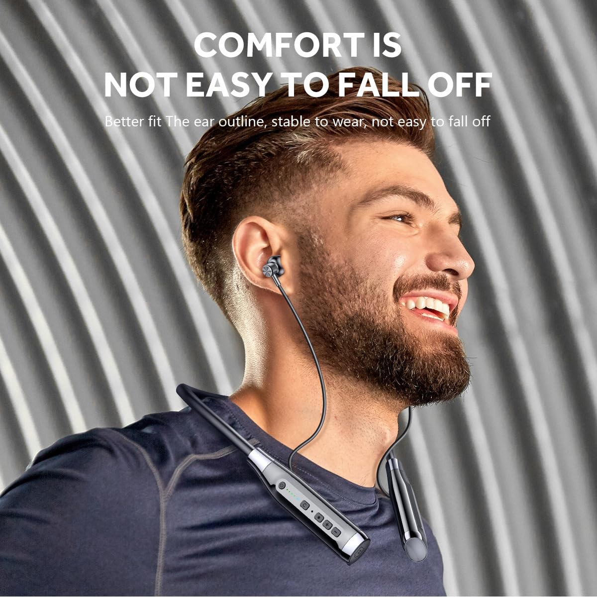 IKXO Wireless Bluetooth Headphones with 100H Playtime, IPX5 Waterproof Sports Earphones, Noise Cancelling Mic for Phone/Laptop/PC/TV - Perfect for Running, Workouts & Office Use (Black)