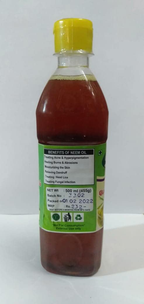 Organic Cold Pressed Neem Oil for Skin & Hair - 100% Pure, 500ml - Natural Treatment for Acne, Dandruff & Plant Care | Perfect for DIY Beauty, Gardening & Pest Control