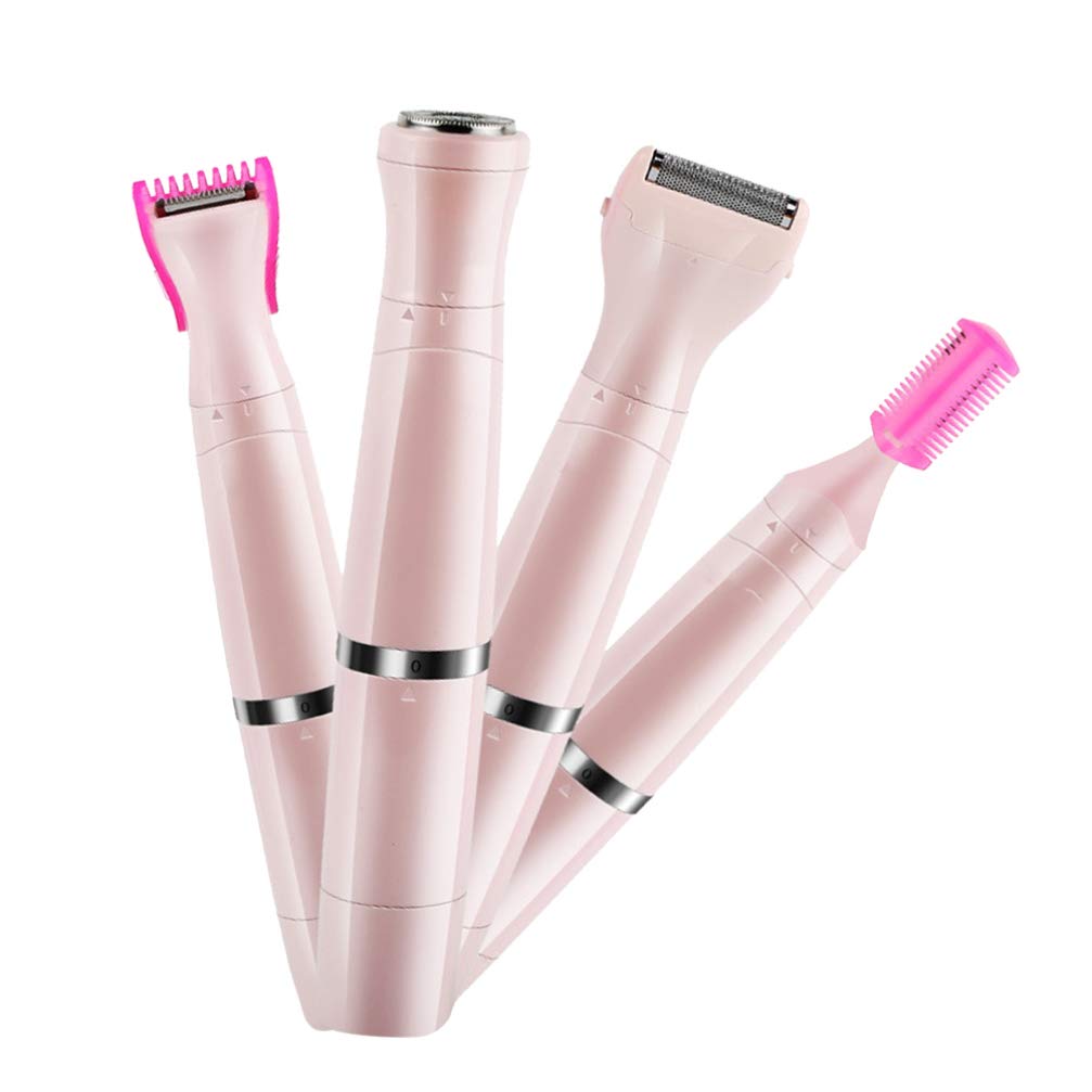 FOMIYES Electric Facial Epilator for Women - 4-in-1 Hair Removal Device for Face, Body & Bikini Area - Rechargeable Ladies Face Trimmer with Pink Design | Perfect for Travel, Home Use & Personal Grooming