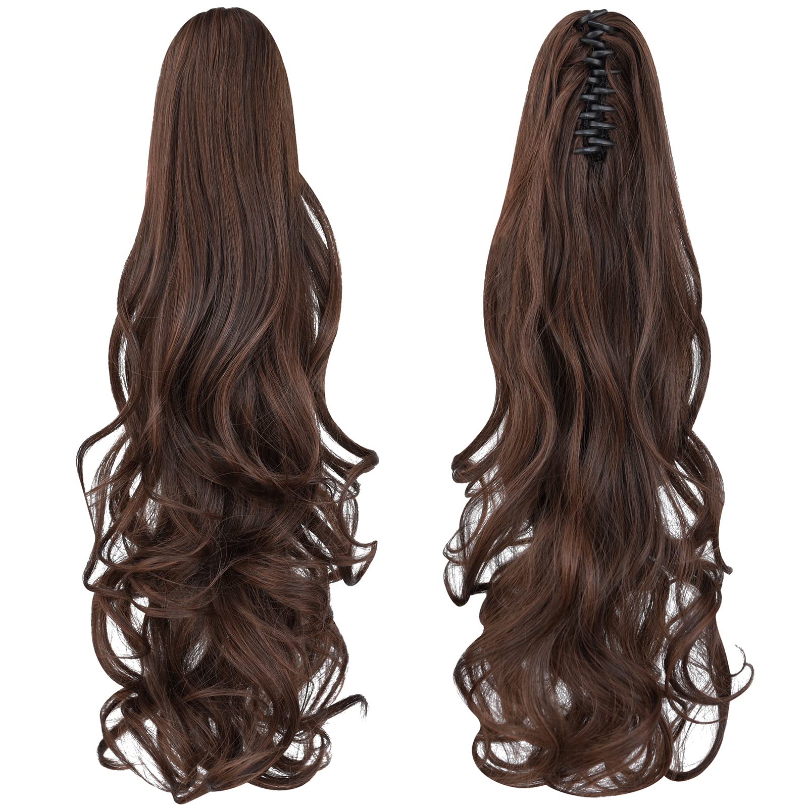 Natural Straight Ponytail Hair Extension with Claw Clip - Seamless Blonde Brown Black Hairpiece for Women - Perfect for Parties, Weddings & Everyday Styling