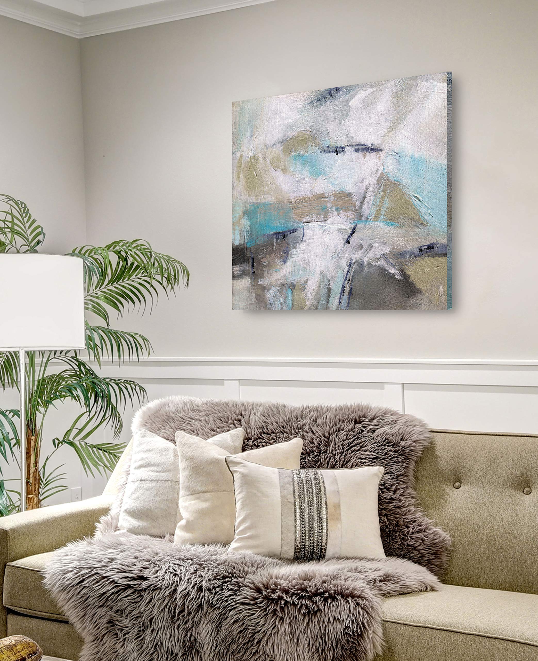 Wexford Home Perdendicular Gallery Wrapped Canvas Wall Art - Modern Abstract Painting for Living Room, Bedroom & Office Decor