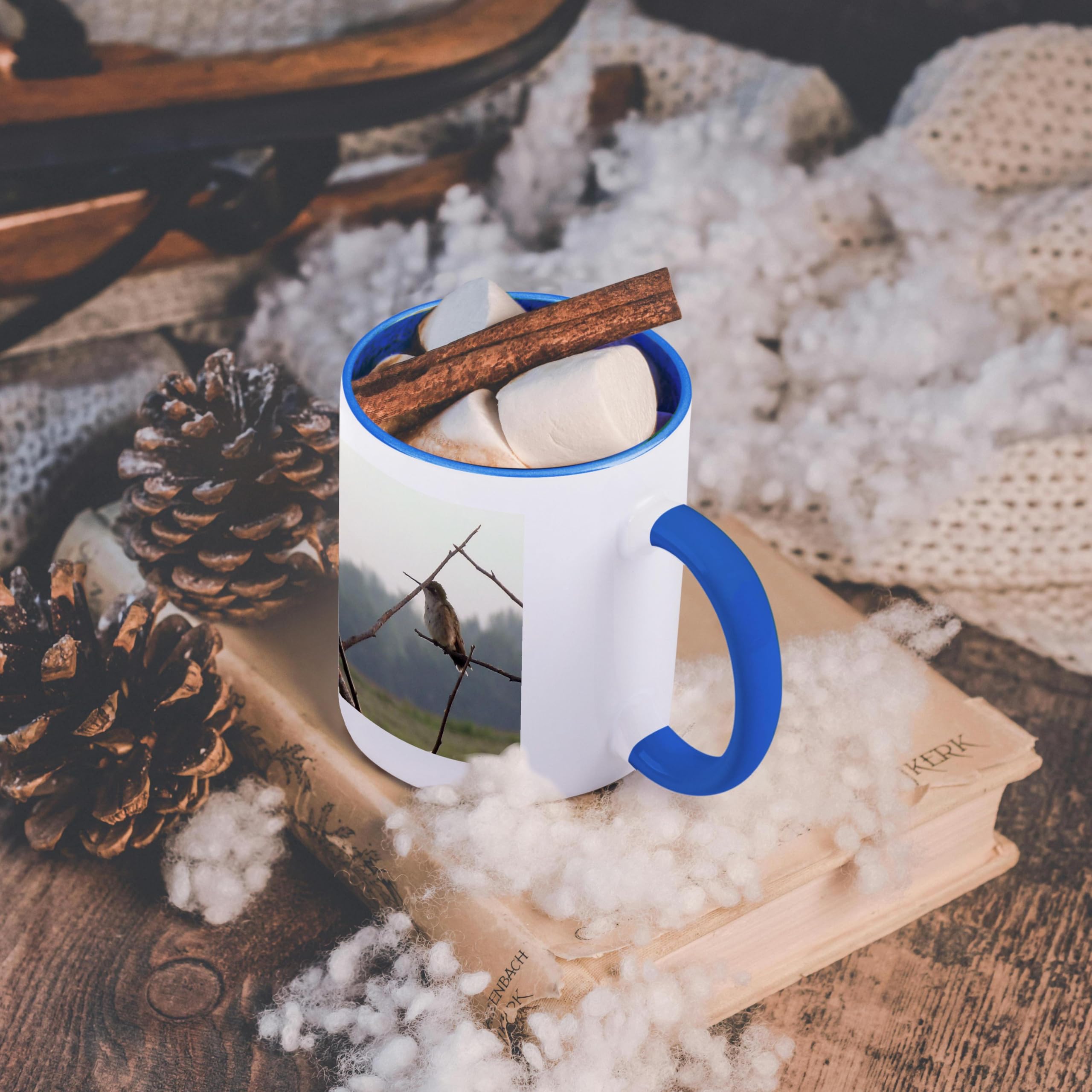 3D Rose Blue and White Female Hummingbird Ceramic Coffee Mug - Perfect for Tea, Coffee & Hot Drinks at Home or Office